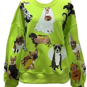 Lime Green Sweatshirt with Halloween Dogs 2025 queen of sparkles new!!!

well)